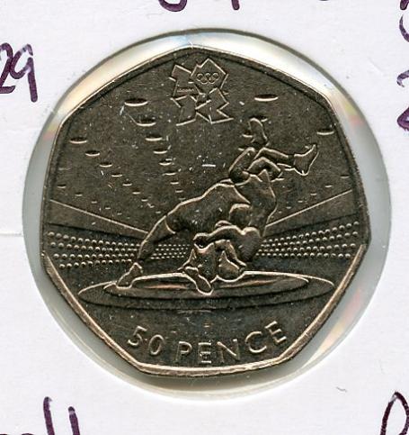 UK 2012 Olympics 29 /29 Wrestling Decimal 50 Pence Coin