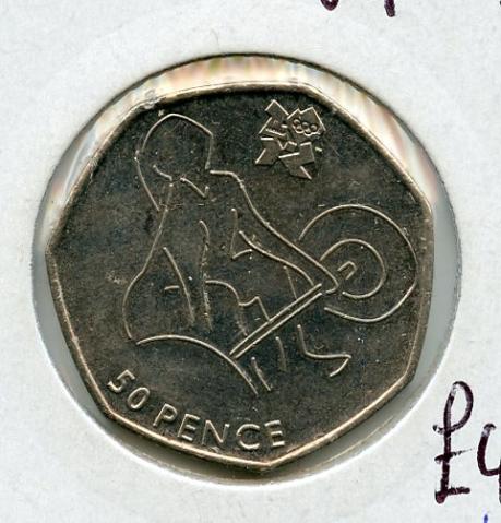 UK 2012 Olympics  27/29 Weightlifting Decimal 50 Pence Coin