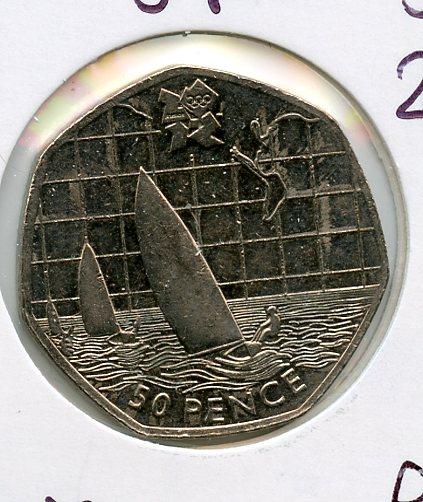 UK 2012 Olympics 20 /29 Sailing Decimal 50 Pence Coin