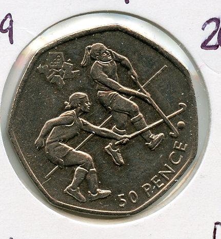 UK 2012 Olympics 16/29 Hockey Decimal 50 Pence Coin