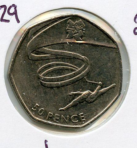 UK 2012 Olympics  14/29 Gymnastics Decimal 50 Pence Coin