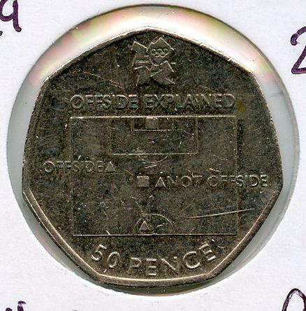 UK 2012 Olympics  12/29 Football Decimal 50 Pence Coin