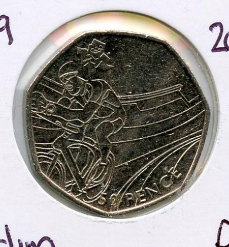 UK 2012 Olympics  9/29 Cycling Decimal 50 Pence Coin