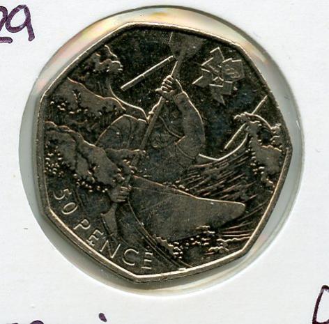 UK 2012 Olympics  8/29 Canoeing Decimal 50 Pence Coin