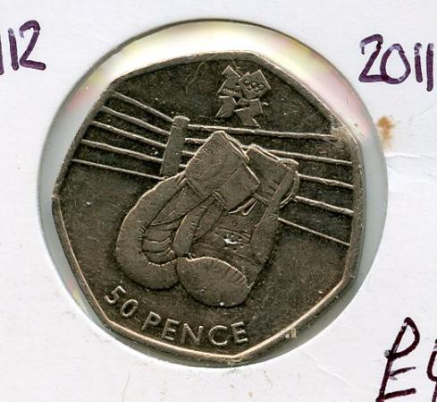 UK 2012 Olympics  7/29 Boxing Decimal 50 Pence Coin