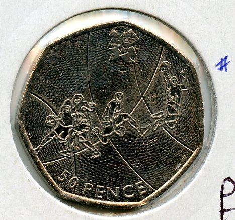 UK 2012 Olympics 5 /29 Basketball Decimal 50 Pence Coin