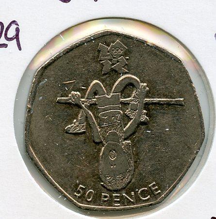 UK 2012 Olympics  3/29 Athletics Decimal 50 Pence Coin