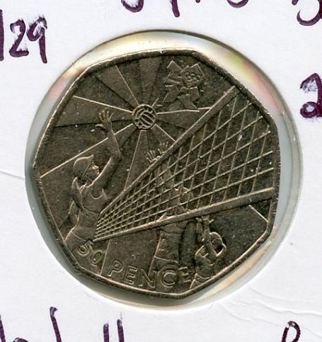 UK 2012 Olympics 26 /29 Volleyball Decimal 50 Pence Coin