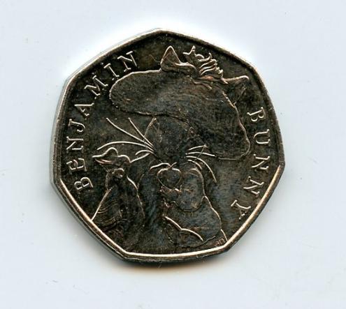 UK  Benjamin Bunny Decimal 50 Pence Coin  Dated 2017