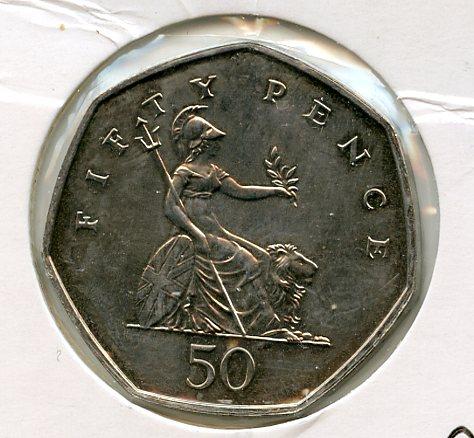 UK  Britannia Obverse Decimal 50 Pence Coin  Dated  2004