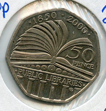 UK   Public Libaries Decimal 50 Pence Coin  Dated 2000