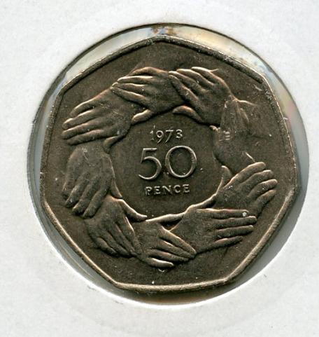 UK  E.E.C. Decimal 50 Pence Coin  Dated 1973