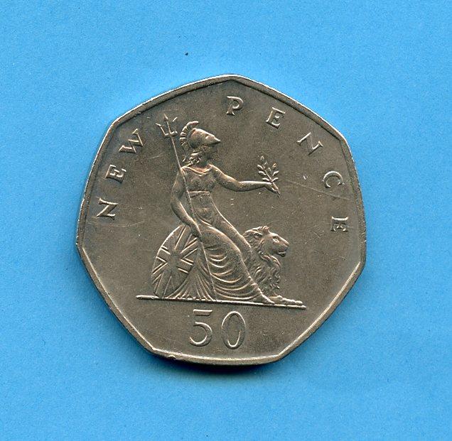 UK   Britannia Obverse  Decimal 50 Pence Coin  Dated 1969