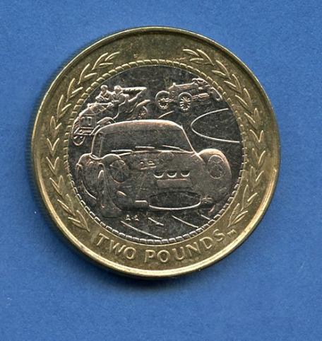 Isle of Man Rally Car £2 Coin Dated 1998