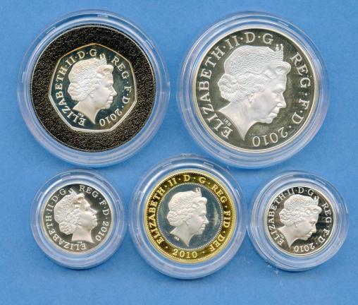 2010 UK Silver Proof 5 Coin Celebration Set Coins