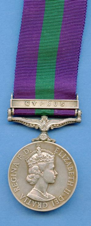 General Service Medal  1918-62 1 Clasp Cyprus; Signalman F Firth, Royal Signals
