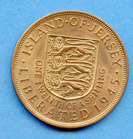 Jersey 1/12th of a Shilling Coin Dated 1945