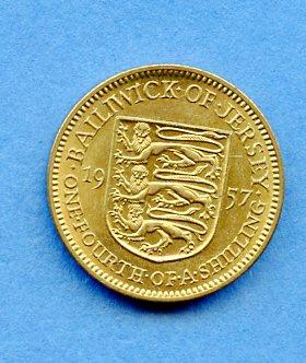 Jersey  One Quarter of a Shilling  Coin Dated 1957