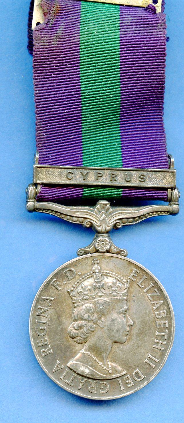General Service Medal  1918-62 1 Clasp Cyprus; LAC J Lickrish, RAF