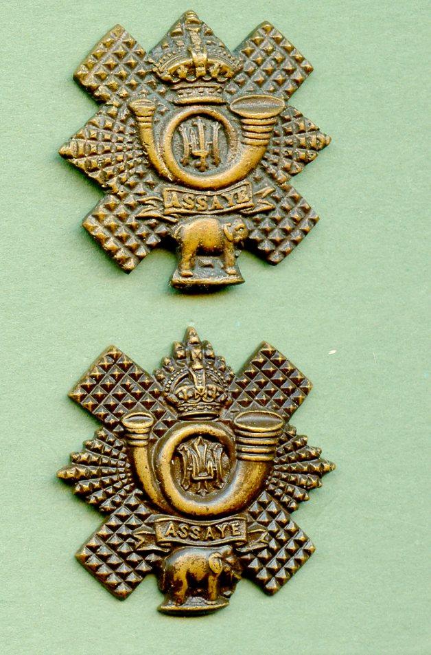 2 Highland Light Infantry  HLI  Bronze Metal Collar Badges