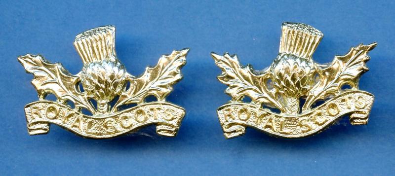 Pair of Royal Scots Collar Badges