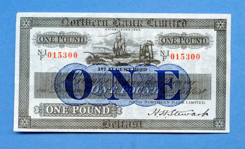 Northern Ireland   Northern Bank Ltd  £1 Banknote  Dated 1st August 1929