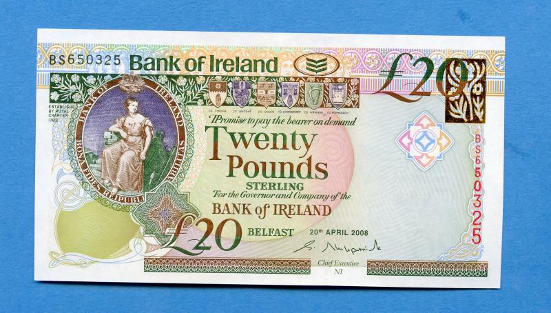 Northern Ireland  Bank of Ireland  £20 Banknote  Dated 20th April 2008