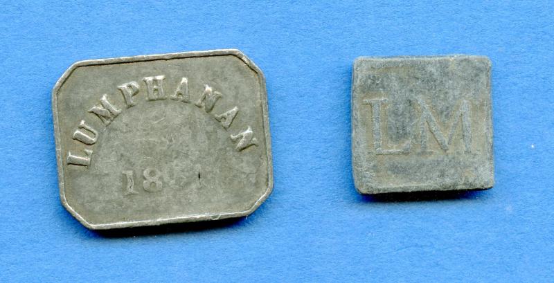 Pair of  Lumphanan Aberdeenshire  Church Communion Tokens