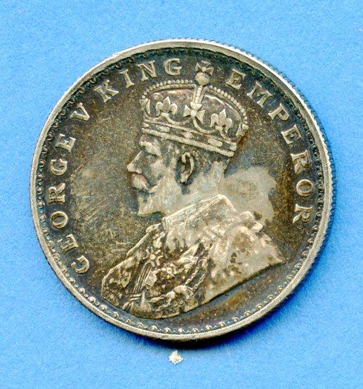 India George V Silver One Rupee Coin  Dated 1919