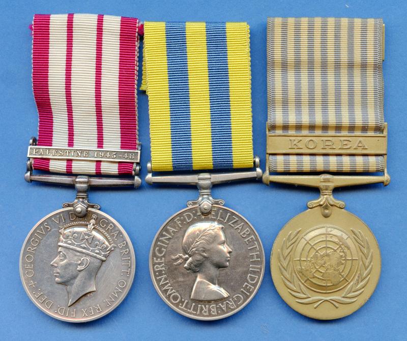 Palestine & Korea Group of 3 Medals To D.M.Beckwith,  A.B. Royal Navy