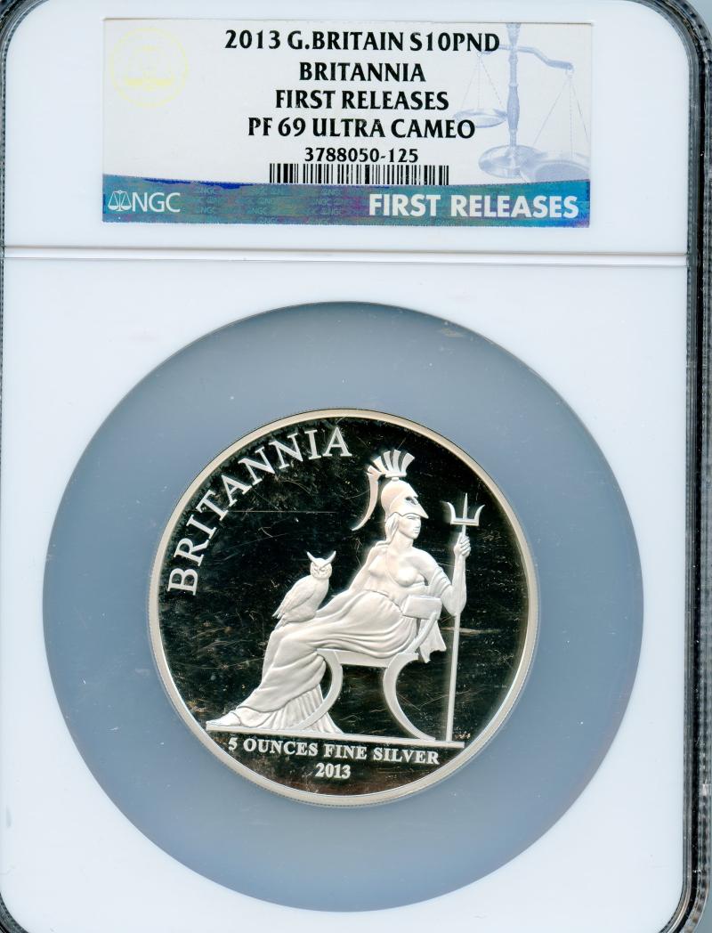 UK 2013 Royal Mint Britannia £10 First Strike Silver Proof 5oz Coin