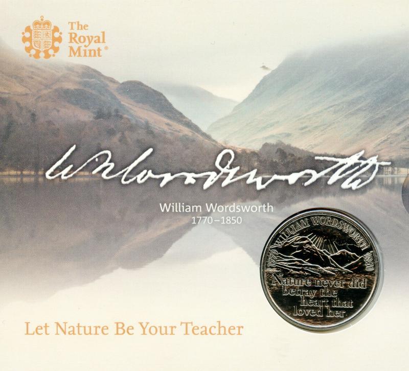 UK Royal Mint 2020 William Wordsworth Royal Mint BU £5 Coin