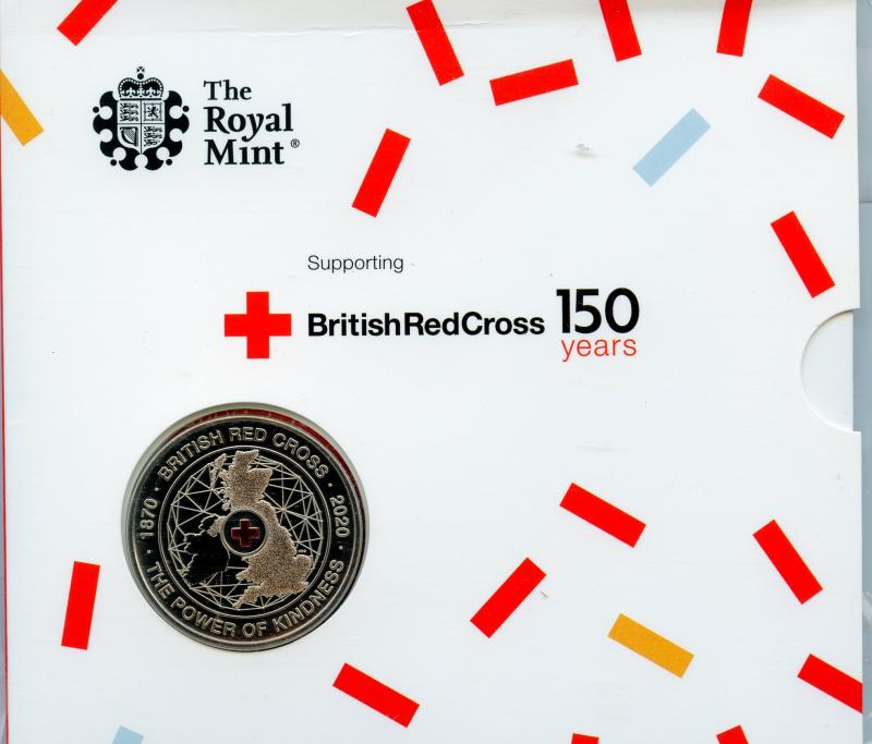 UK Royal Mint 2020  Red Cross 150th Anniversary Brilliant Uncirculated £5 Coin