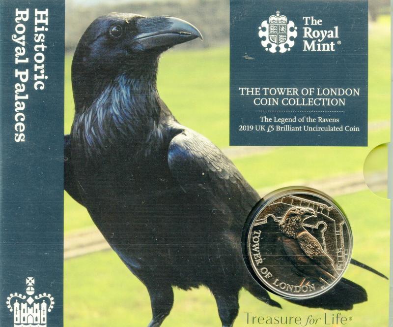 UK Royal Mint 2019 The Tower of London The Legend of The Ravens Brilliant Uncirculated £5 Coin