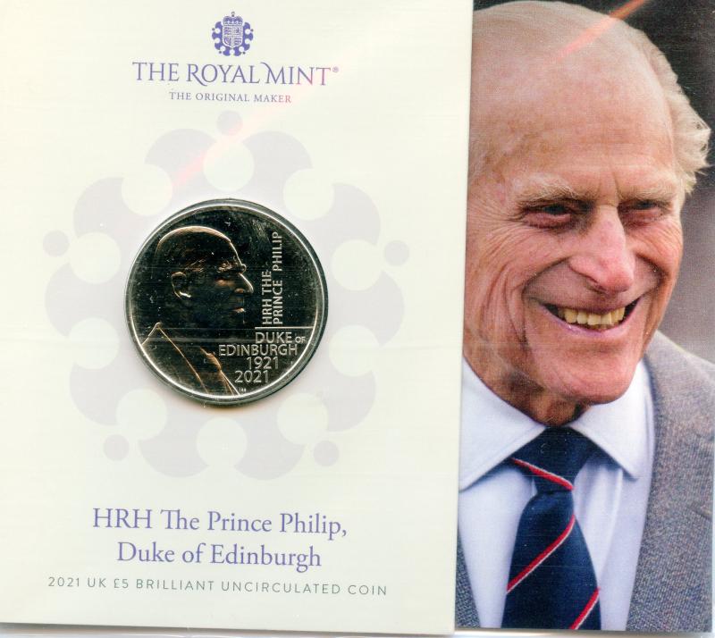 UK Royal Mint 2021  HRH The Prince Philip Brilliant Uncirculated £5 Coin