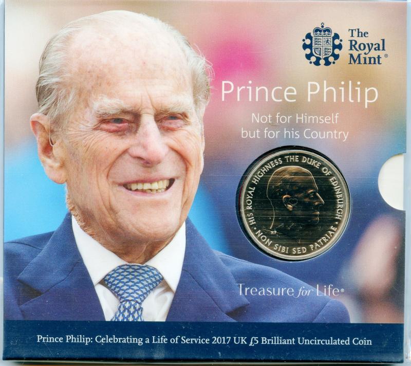 UK Royal Mint 2017 Prince Philip Brilliant Uncirculated £5 Coin