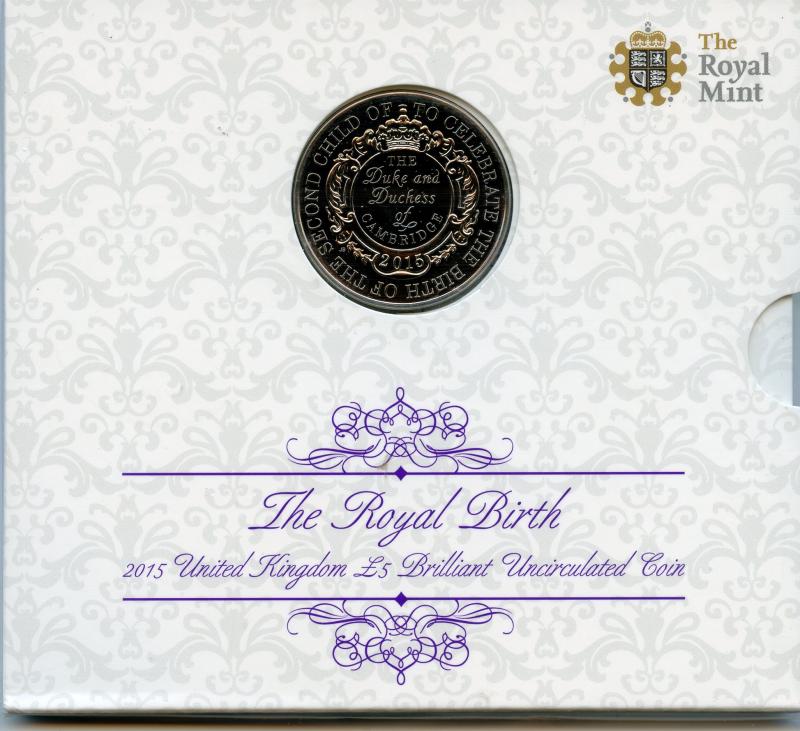 UK Royal Mint 2015 Royal Birth Brilliant Uncirculated £5 Coin