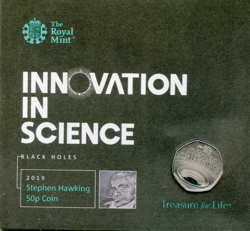 UK 2019 Stephen Hawking Innovation in Science Brilliant Uncirculated 50 Pence Coin