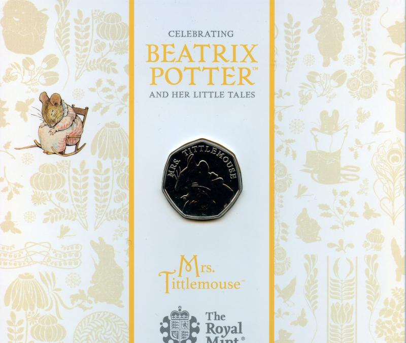 UK 2018 Beatrix Potter Mrs Tittlemouse Brilliant Uncirculated 50 Pence Coin