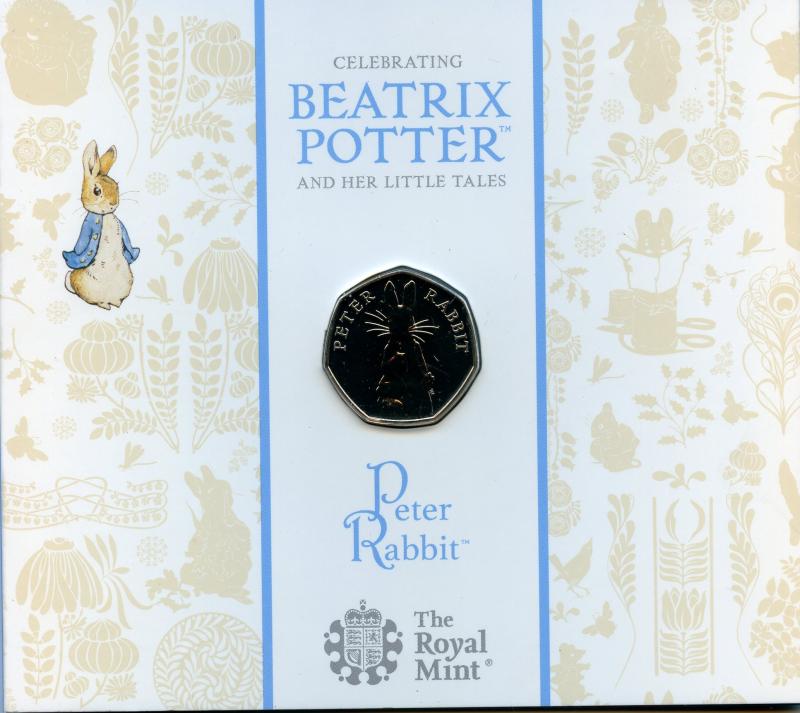 UK 2019 Beatrix Potter Peter Rabbit Brilliant Uncirculated 50 Pence Coin