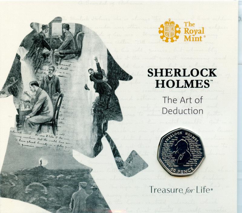 UK 2018 Sherlock Holmes Brilliant Uncirculated 50 Pence Coin