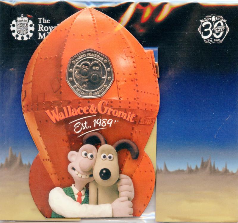 UK 2019 Wallace & Gromit Brilliant Uncirculated 50 Pence Coin