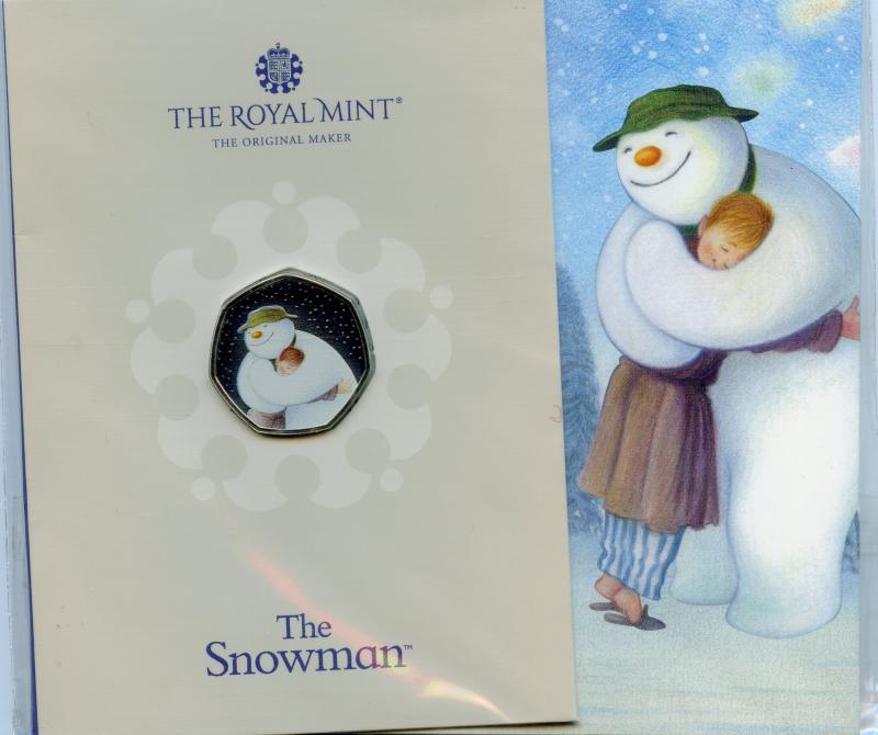 UK 2020 The Snowman Brilliant Uncirculated  Coloured 50 Pence Coin