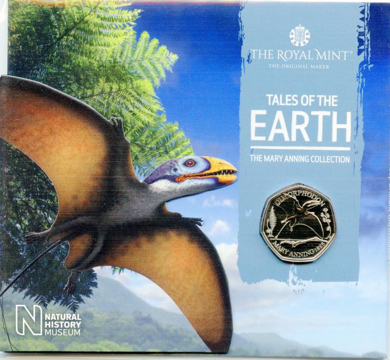 UK 2020 Mary Anning Collection Dimorphodon Brilliant Uncirculated 50 Pence Coin