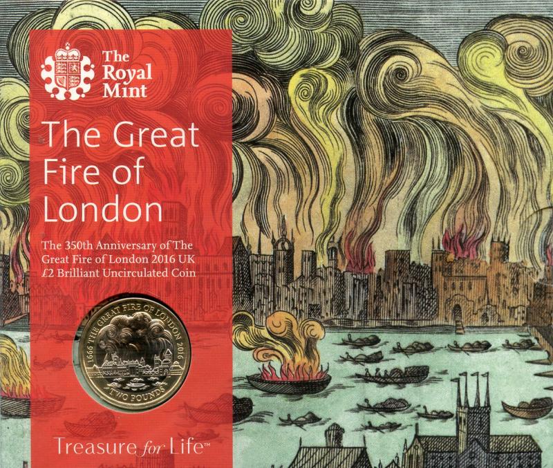 UK 2016  Brilliant Uncirculated  The Great Fire of London Commemorative  £2 Coin