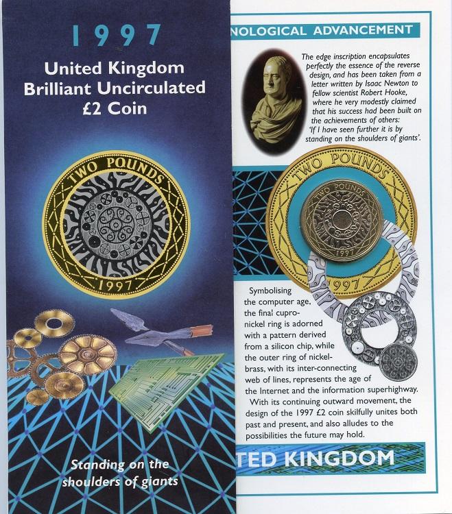 UK 1997  Brilliant Uncirculated  Shoulders of Giants £2 Coin