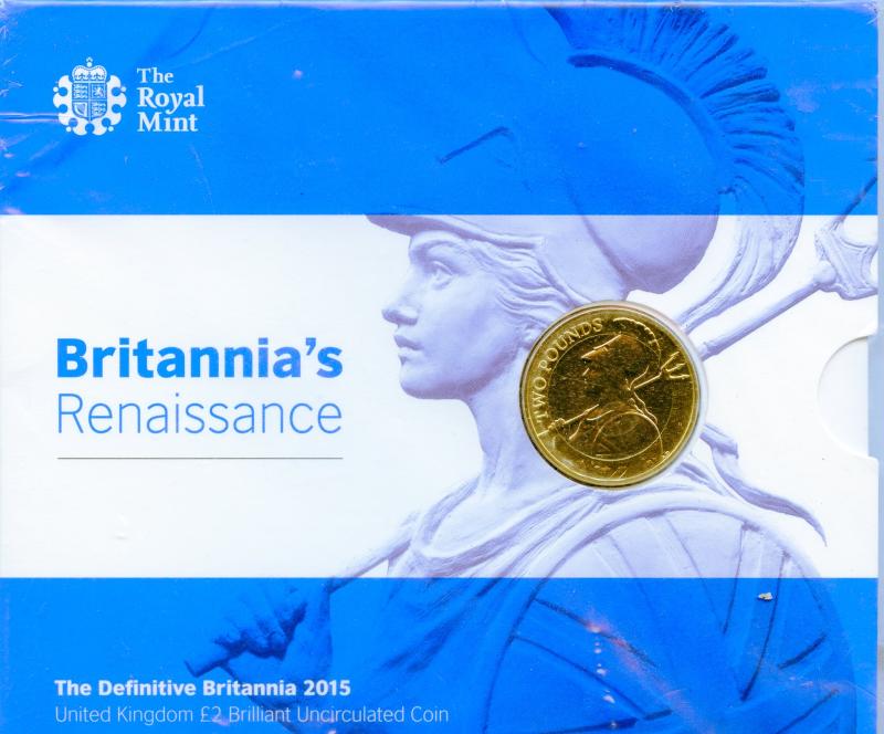 UK 2015 Brilliant Uncirculated Britannia's Renaissance Commemorative  £2 Coin