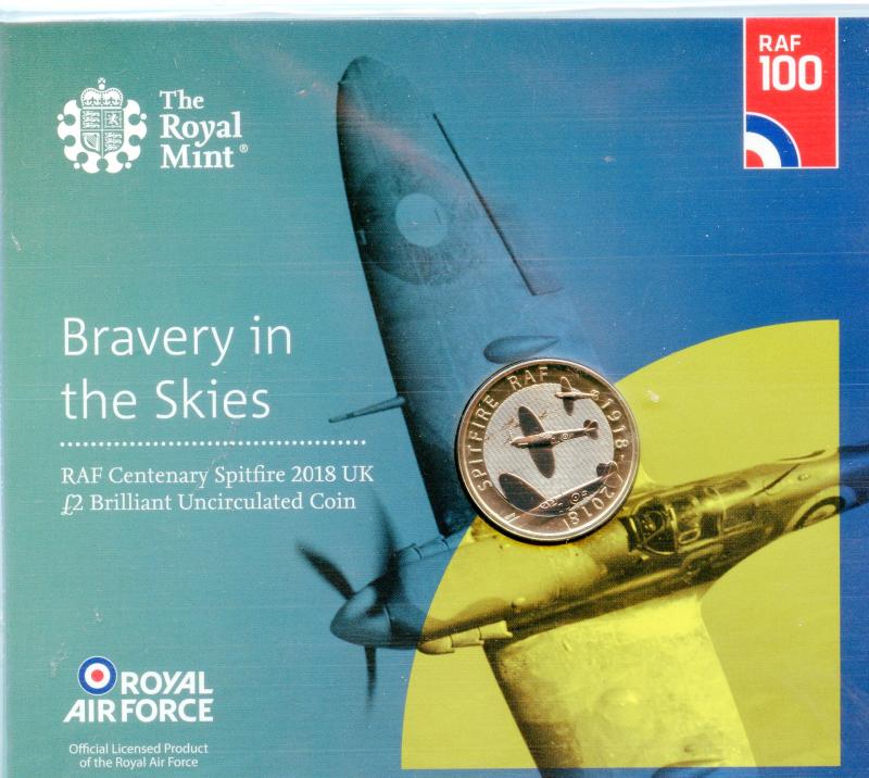 UK 2018 Brilliant Uncirculated Bravery in the Skies Commemorative  £2 Coin