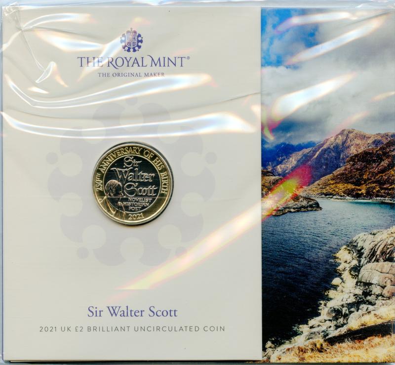 UK 2021 Brilliant Uncirculated  Sir Walter Scott Commemorative  £2 Coin