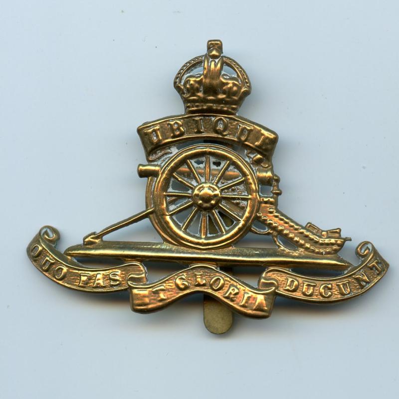 Royal Artillery Kings Crown Brass Cap Badge